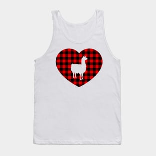 Llama Heart Buffalo Plaid Tank Top